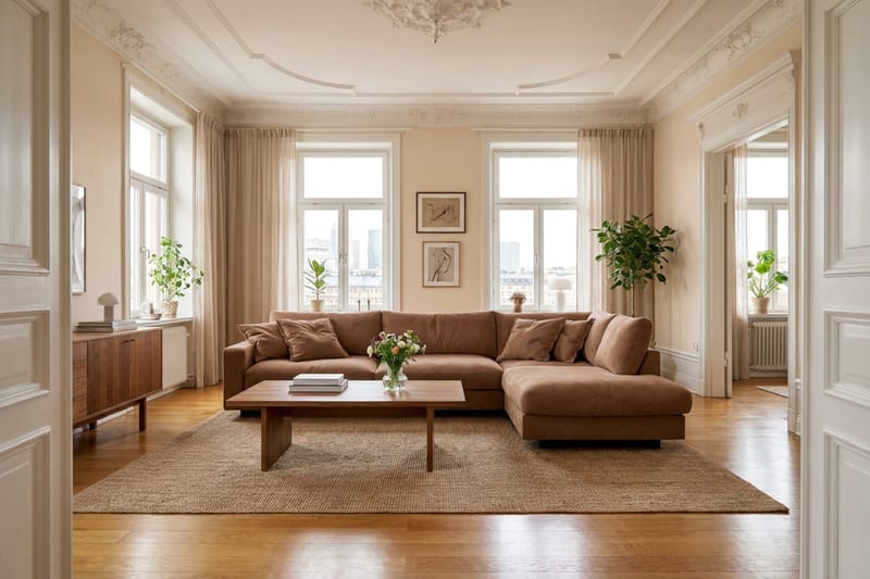 Valencia Extra Djup 4-sits Soffa med Schäslong Höger - Rostbrun - Möbler - Vardagsrum - Soffor - Divansoffa & schäslong