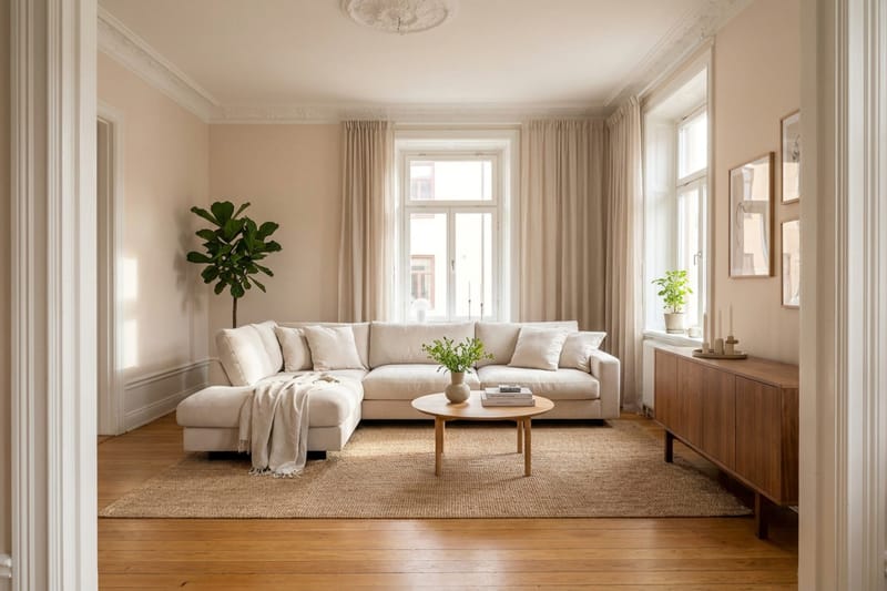 Valencia Extra Djup 4-sits Soffa med Schäslong Vänster - Beige - Möbler - Vardagsrum - Soffor - Divansoffa & schäslong