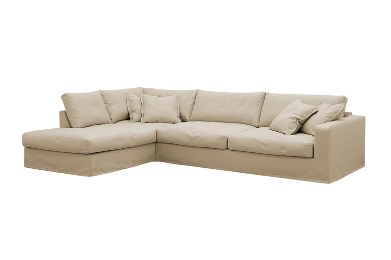 Valencia Extra Djup 4-sits Soffa med Schäslong Vänster - Beige - Möbler - Vardagsrum - Soffor - Divansoffa & schäslong