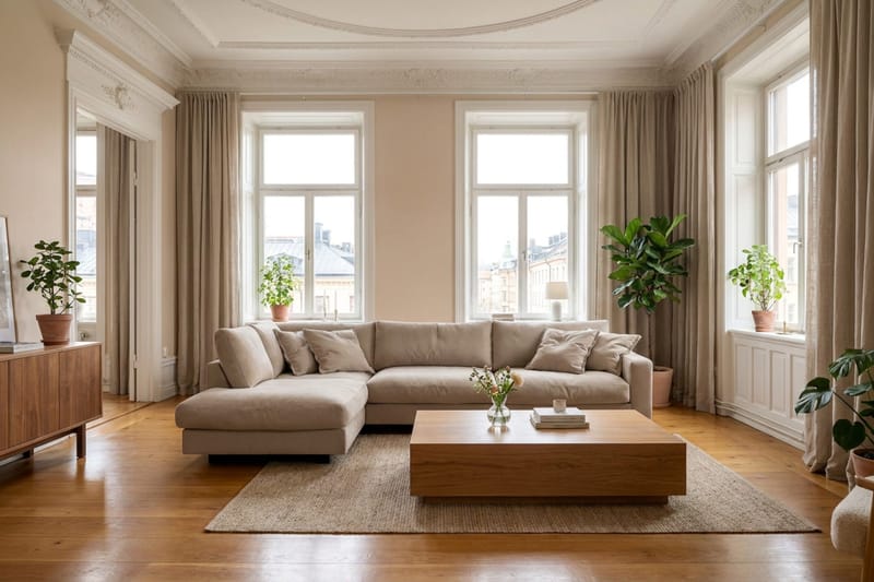 Valencia Extra Djup 4-sits Soffa med Schäslong Vänster - Brun - Möbler - Vardagsrum - Soffor - Divansoffa & schäslong