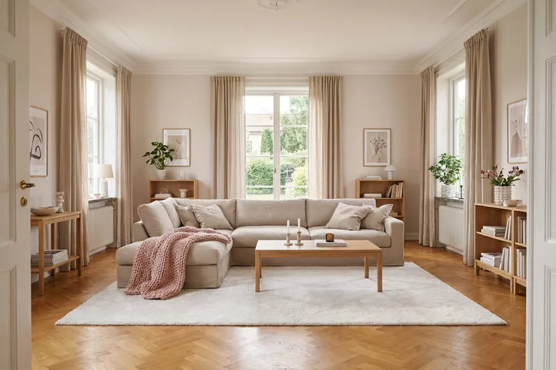 Valencia Extra Djup 4-sits Soffa med Schäslong Vänster - Ljusbrun - Möbler - Vardagsrum - Soffor - Divansoffa & schäslong