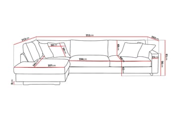 Valencia Extra Djup 4-sits Soffa med Schäslong Vänster - Mörkbrun - Möbler - Vardagsrum - Soffor - Divansoffa & schäslong