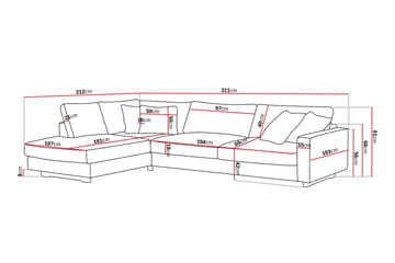 Valencia Extra Djup 4-sits Soffa med Schäslong Vänster - Mörkbrun - Möbler - Vardagsrum - Soffor - Divansoffa & schäslong