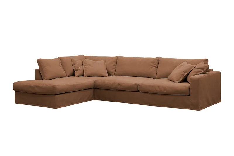 Valencia Extra Djup 4-sits Soffa med Schäslong Vänster - Rostbrun - Möbler - Vardagsrum - Soffor - Divansoffa & schäslong