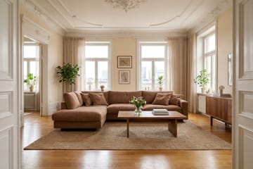Valencia Extra Djup 4-sits Soffa med Schäslong Vänster - Rostbrun - Möbler - Vardagsrum - Soffor - Divansoffa & schäslong