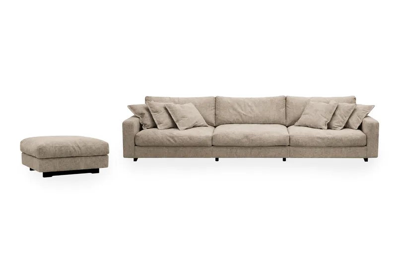 Valencia Soffgrupp Extra Djup 5-sits Soffa + Fotpall i Chenille - Brun - Möbler - Vardagsrum - Soffor - Hörnsoffor