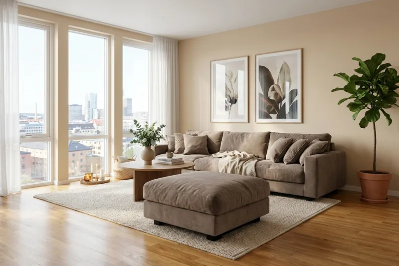 Valencia Soffgrupp Extra Djup 5-sits Soffa + Fotpall i Chenille - Mörkbrun - Möbler - Vardagsrum - Soffor - Hörnsoffor