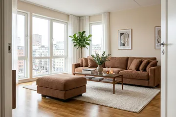 Valencia Soffgrupp Extra Djup 5-sits Soffa + Fotpall i Chenille - Rostbrun - Möbler - Vardagsrum - Soffor - Hörnsoffor