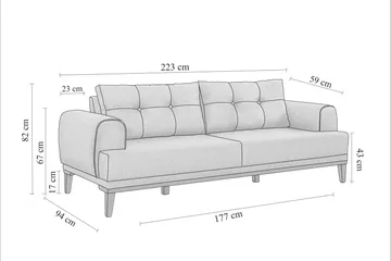 Valsot 3-sits Soffa - Creme - Möbler - Vardagsrum - Soffor - 3-sits soffor