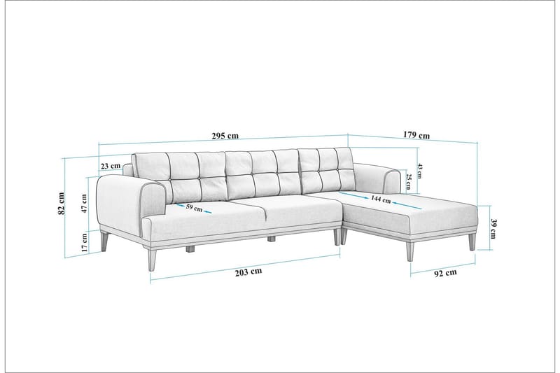 Valsot 4-sits Soffa med Divan - Creme - Möbler - Vardagsrum - Soffor - Divansoffa & schäslong