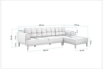 Valsot 4-sits Soffa med Divan - Grå - Möbler - Vardagsrum - Soffor - Divansoffa & schäslong