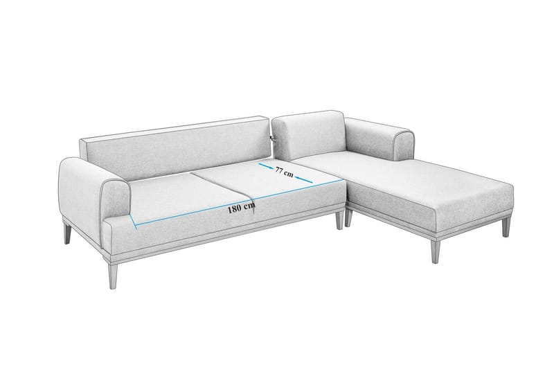 Valsot 4-sits Soffa med Divan - Grå - Möbler - Vardagsrum - Soffor - Divansoffa & schäslong