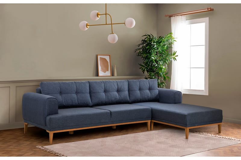 Valsot 4-sits Soffa med Divan - Mörkblå - Möbler - Vardagsrum - Soffor - Divansoffa & schäslong
