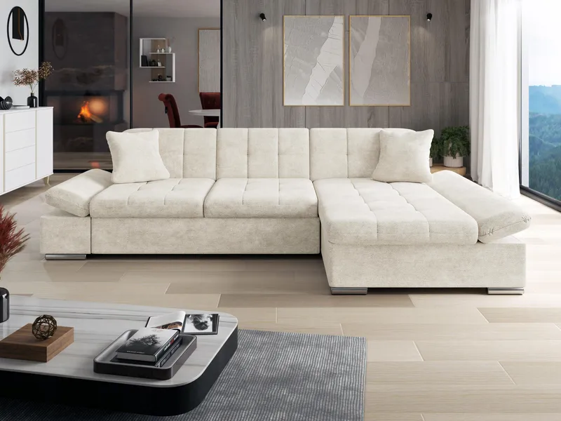 Vananda 3-sits Soffa med divan höger och förvaring - beige - Möbler - Vardagsrum - Soffor - Hörnsoffor