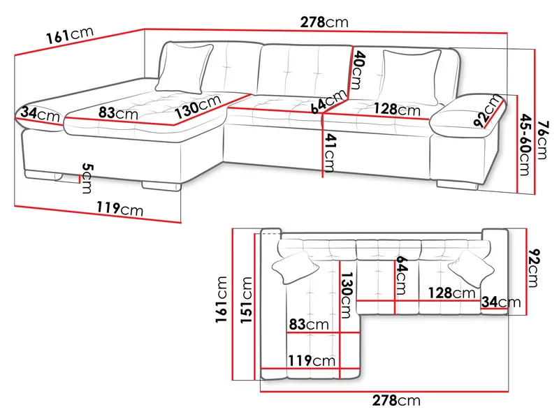 Vananda 3-sits Soffa med divan höger och förvaring - Mörkbrun - Möbler - Vardagsrum - Soffor - Divansoffa & schäslong