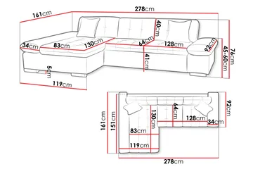 Vananda Soffa med Divan 3-sits i Konstläder - Svart/Grå - Möbler - Vardagsrum - Soffor - Skinnsoffor