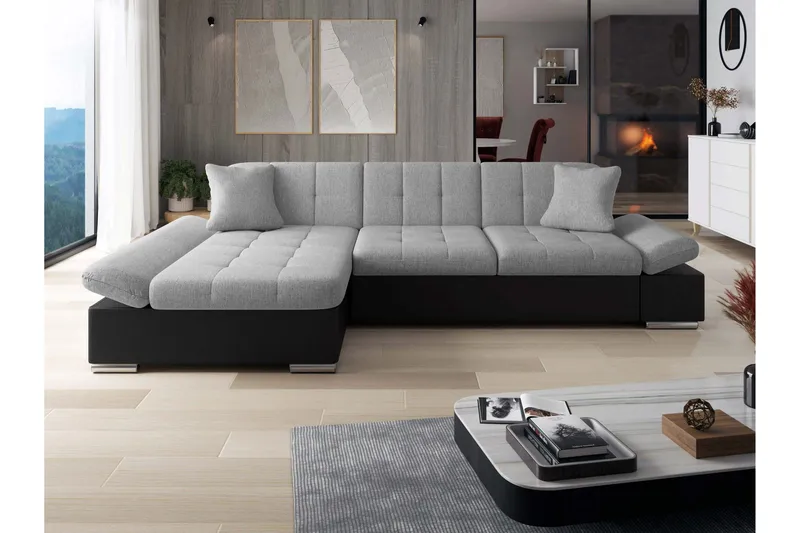 Vananda Soffa med Divan 3-sits i Konstläder - Svart/Grå - Möbler - Vardagsrum - Soffor - Skinnsoffor