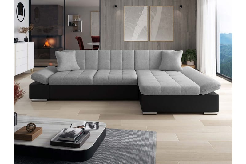 Vananda Soffa med Divan 3-sits i Konstläder - Svart/Grå - Möbler - Vardagsrum - Soffor - Skinnsoffor