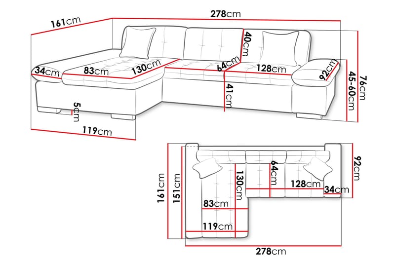 Vananda Soffa med Divan 3-sits - Vit - Möbler - Vardagsrum - Bäddsoffor - Bäddsoffa divan