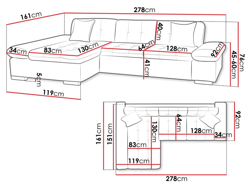 Vananda Soffa med Divan 4-sits - Brun - Möbler - Vardagsrum - Soffor - Divansoffa & schäslong