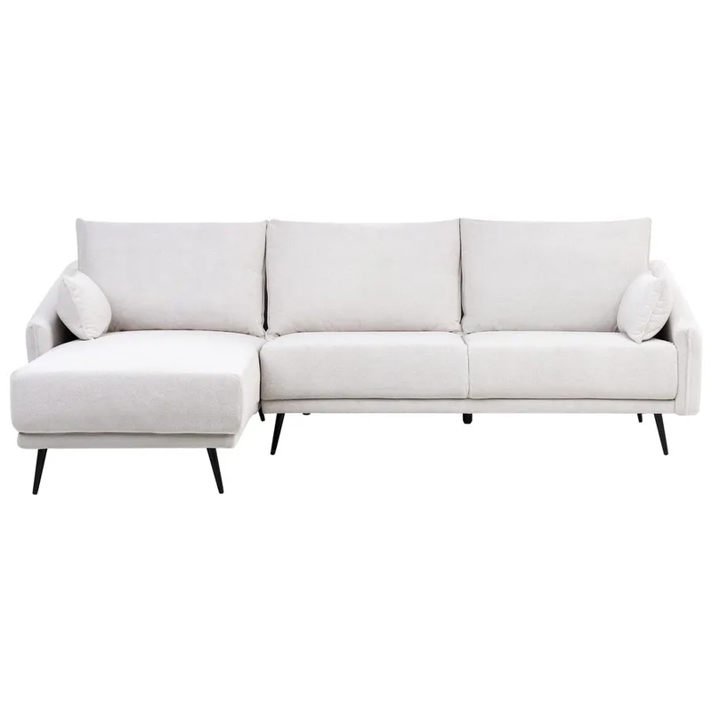 Varde 3-sits Vänstervänd L-formad Hörnsoffa med Divan och Schäslong i Tyg, Ljusbeige