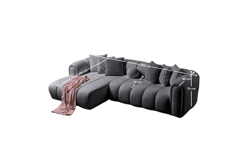 Varrel Soffa med Divan 3-sits - Mörkgrå - Möbler - Vardagsrum - Soffor - Divansoffa & schäslong