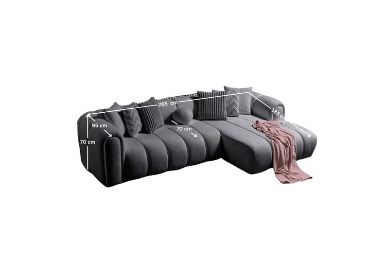 Varrel Soffa med Divan 3-sits - Mörkgrå - Möbler - Vardagsrum - Soffor - Divansoffa & schäslong