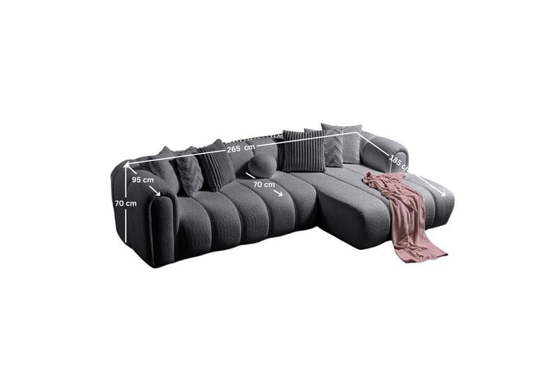 Varrel Soffa med Divan 3-sits - Mörkgrå - Möbler - Vardagsrum - Soffor - Divansoffa & schäslong