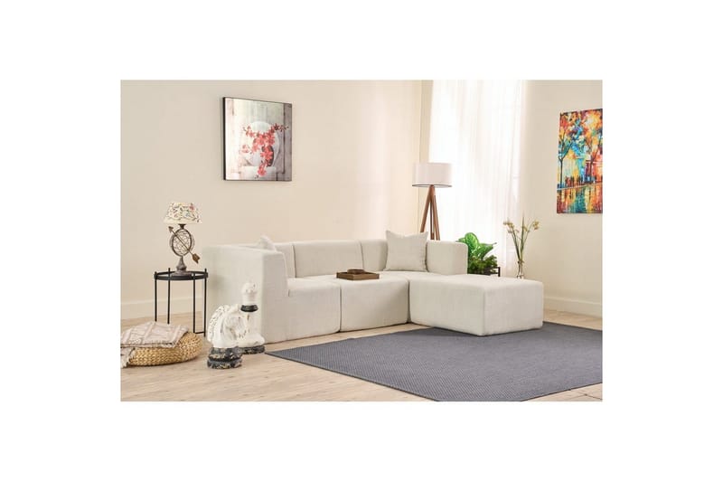 Veyno Soffa med Divan 3-sits - Cream - Möbler - Vardagsrum - Soffor - Divansoffa & schäslong