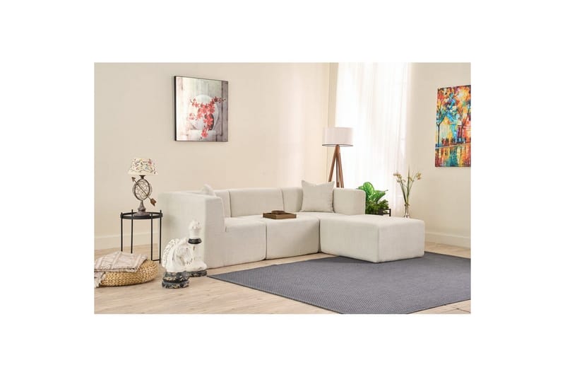 Veyno Soffa med Divan 3-sits - Cream - Möbler - Vardagsrum - Soffor - Divansoffa & schäslong