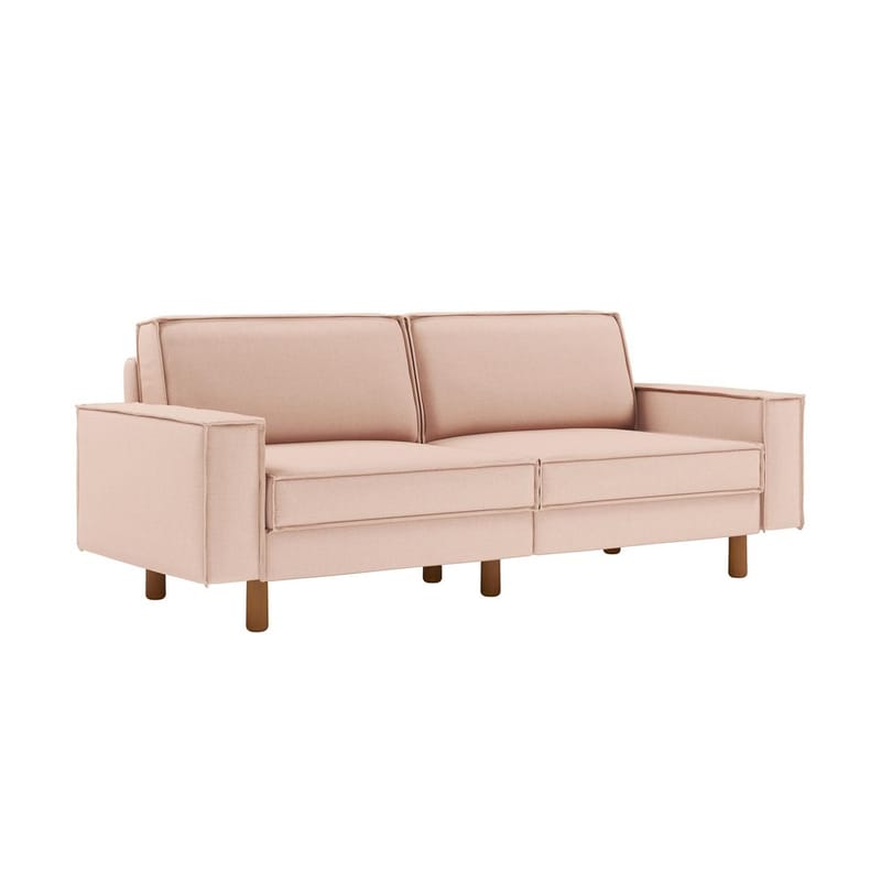 Vilsa 3-sits Mjuk Djup Soffa med Kantsydd Boxig i Tyg, Ljusrosa