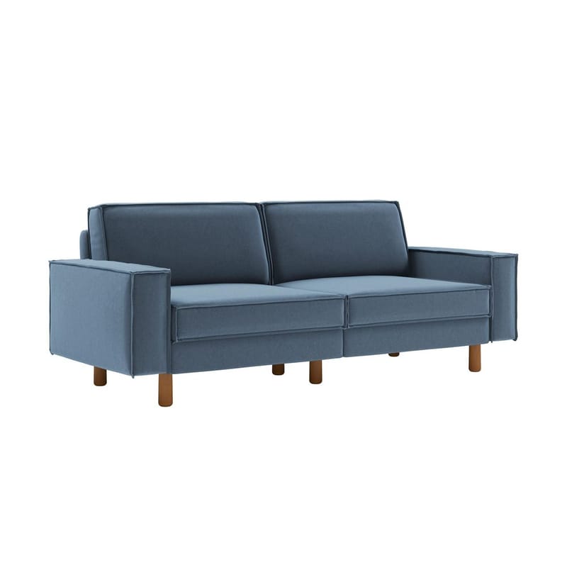 Vilsa 3-sits Mjuk Djup Soffa med Kantsydd Boxig i Tyg, Stålblå