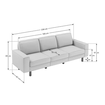 Vilsa 3-sits Soffa - Grå - Möbler - Vardagsrum - Soffor - 3-sits soffor