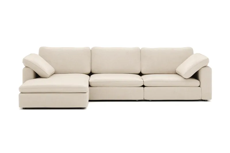 Visby 4-sits L-formad Djup Vändbar Soffa med Divan i Tyg, Beige