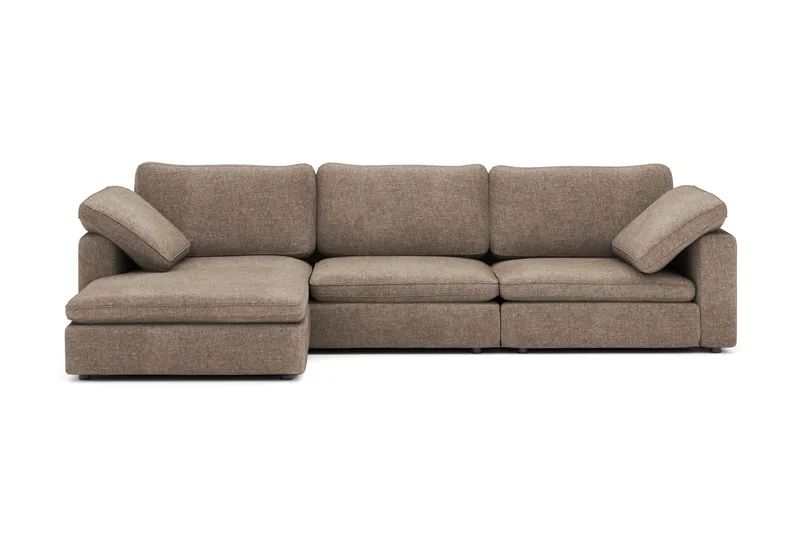Visby 4-sits L-formad Djup Vändbar Soffa med Divan i Tyg, Brun