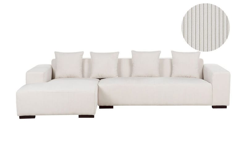 Westerfeld 4-sits Vänster L-formad Hörnsoffa 285 cm i Manchestertyg - Vit - Möbler - Vardagsrum - Soffor - Divansoffa & schäslong