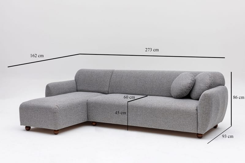 Whitecliffs Divansoffa 3-sits - Grå - Möbler - Vardagsrum - Soffor - Divansoffa & schäslong