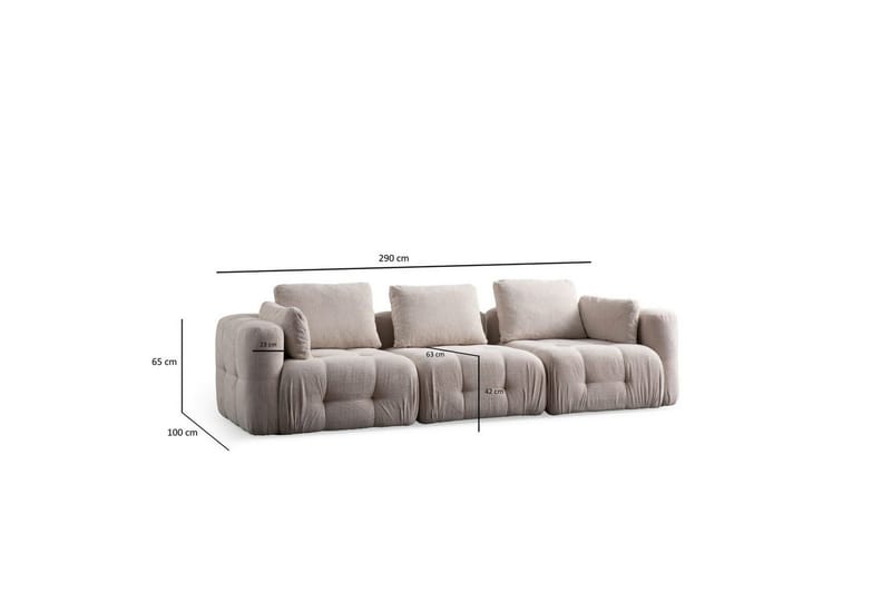 Yvara Soffa 3-sits - Beige - Möbler - Vardagsrum - Soffor - Modulsoffor - Komplett modulsoffa