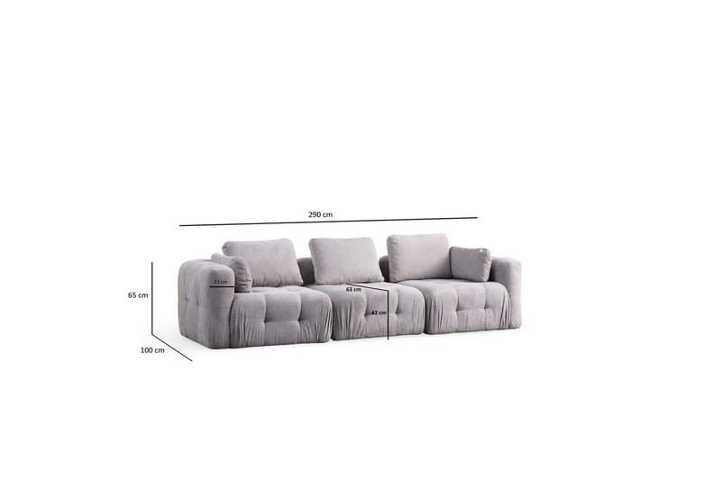 Yvara Soffa 3-sits - Grå - Möbler - Vardagsrum - Soffor - Modulsoffor - Komplett modulsoffa