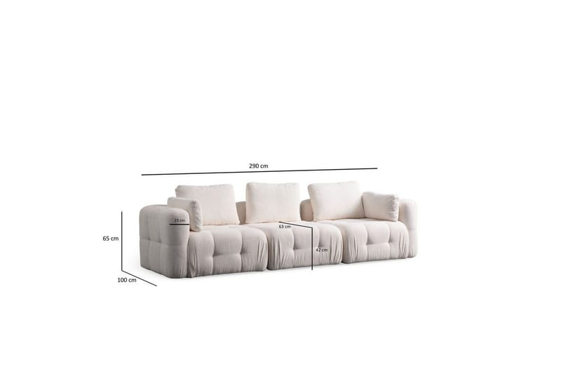 Yvara Soffa 3-sits - Vit - Möbler - Vardagsrum - Soffor - Modulsoffor - Komplett modulsoffa