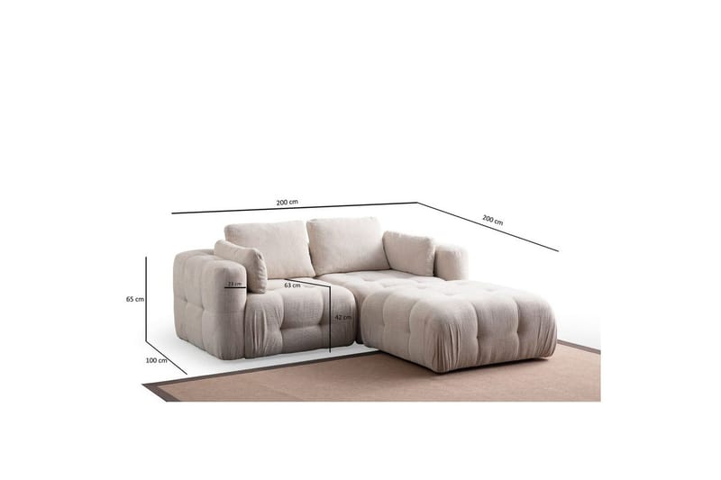 Yvara Soffa med Divan 2-sits - Beige - Möbler - Vardagsrum - Soffor - Divansoffa & schäslong