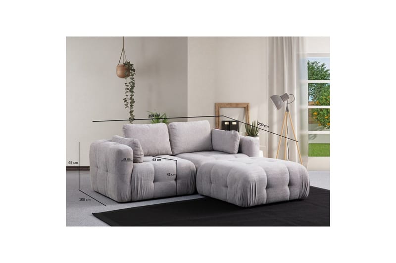 Yvara Soffa med Divan 2-sits - Ljusgrå - Möbler - Vardagsrum - Soffor - Modulsoffor - Komplett modulsoffa