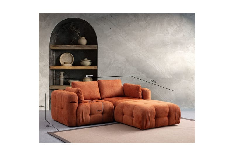 Yvara Soffa med Divan 2-sits - Orange - Möbler - Vardagsrum - Soffor - Divansoffa & schäslong
