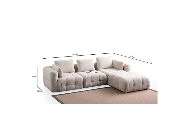 Yvara Soffa med Divan 4-sits - Beige - Möbler - Vardagsrum - Soffor - Modulsoffor - Komplett modulsoffa