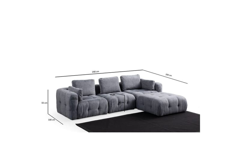Yvara Soffa med Divan 4-sits - Grå - Möbler - Vardagsrum - Soffor - Modulsoffor - Komplett modulsoffa