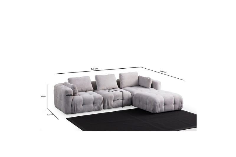 Yvara Soffa med Divan 4-sits - Ljusgrå - Möbler - Vardagsrum - Soffor - Divansoffa & schäslong
