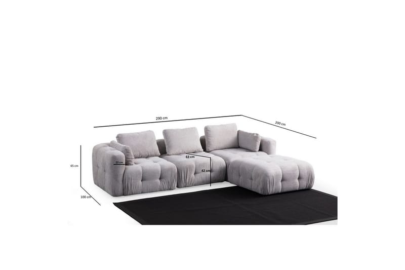 Yvara Soffa med Divan 4-sits - Ljusgrå - Möbler - Vardagsrum - Soffor - Divansoffa & schäslong