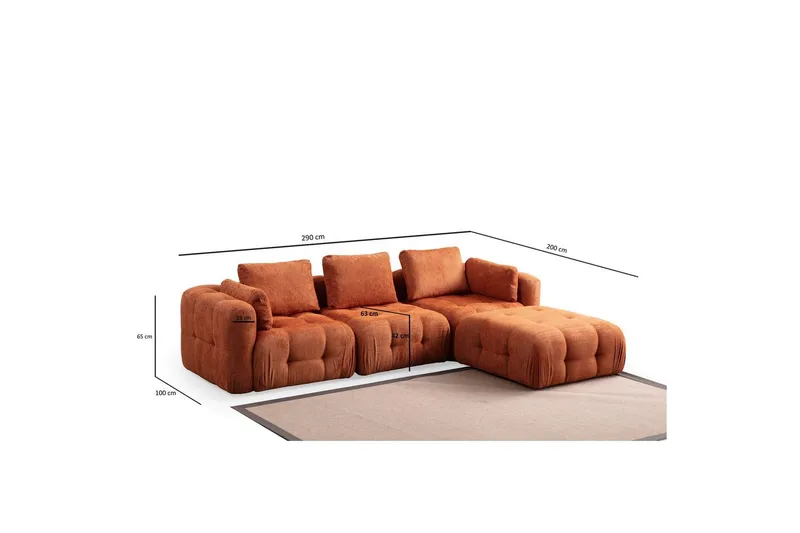 Yvara Soffa med Divan 4-sits - Orange - Möbler - Vardagsrum - Soffor - Divansoffa & schäslong