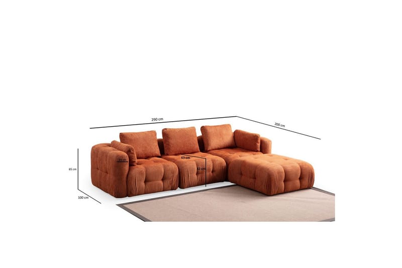 Yvara Soffa med Divan 4-sits - Orange - Möbler - Vardagsrum - Soffor - Modulsoffor - Komplett modulsoffa