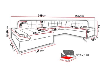Zumar Soffa med Divan och Schäslong 4-sits - Grå/Svart - Möbler - Vardagsrum - Soffor - U-soffor